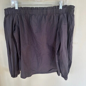 J. Crew Woman's Black Off Shoulder Blouse Long Sleeve 100% Cotton Size 6